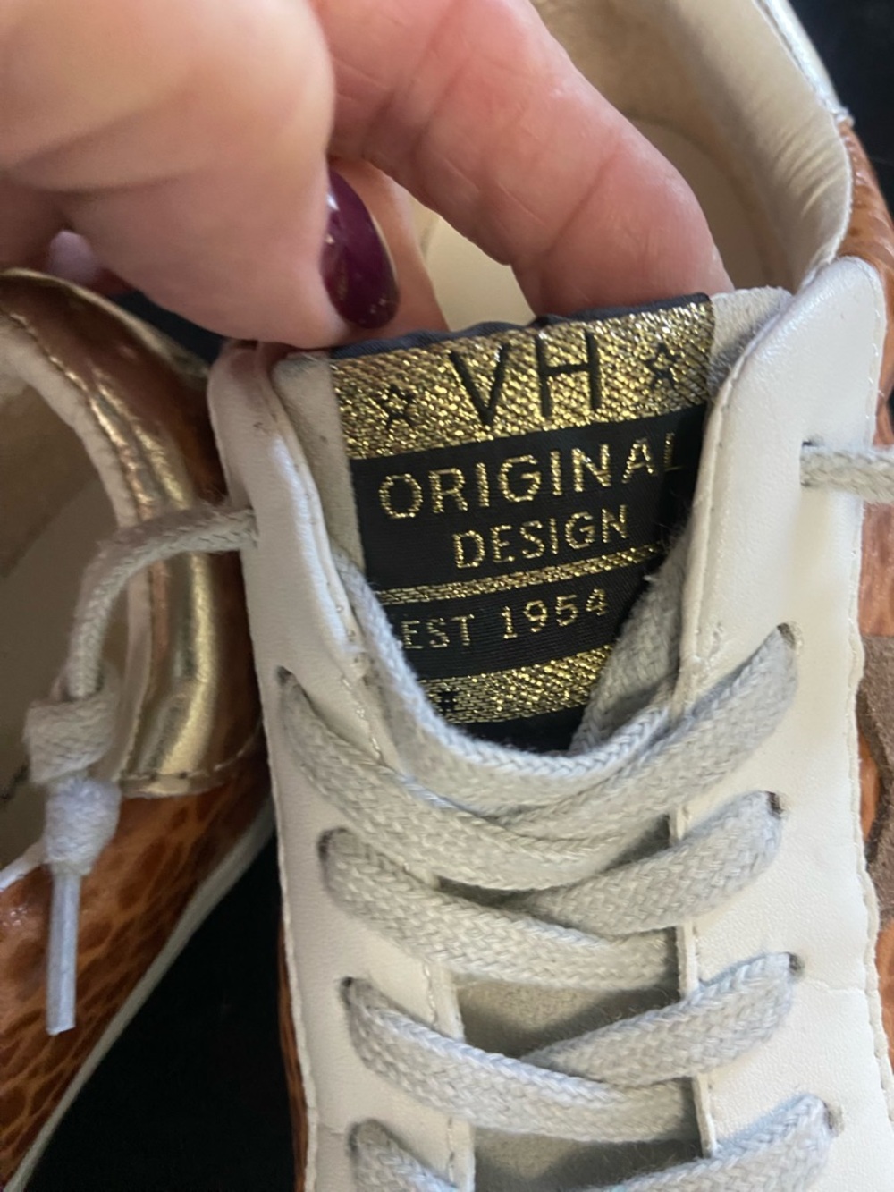 Vintage Havana Sz 6.5 Women's Grey, White, & Brown Animal Print Leather Sneakers - Picture 8 of 9